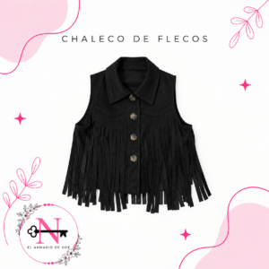 CHALECO DE TERCIOPELO, CON FLECOS