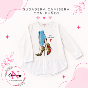 SUDADERA CAMISERA CON PUÑOS TIPO BOUTIQUE