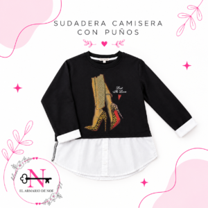 SUDADERA CAMISERA CON PUÑOS ESTILO BOUTIQUE