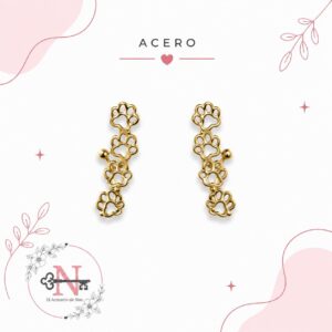 PENDIENTES, HUELLAS DE PERROS, DORADO