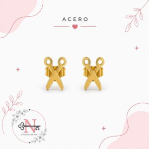 PENDIENTES, FORMA DE TIJERA, DORADOS